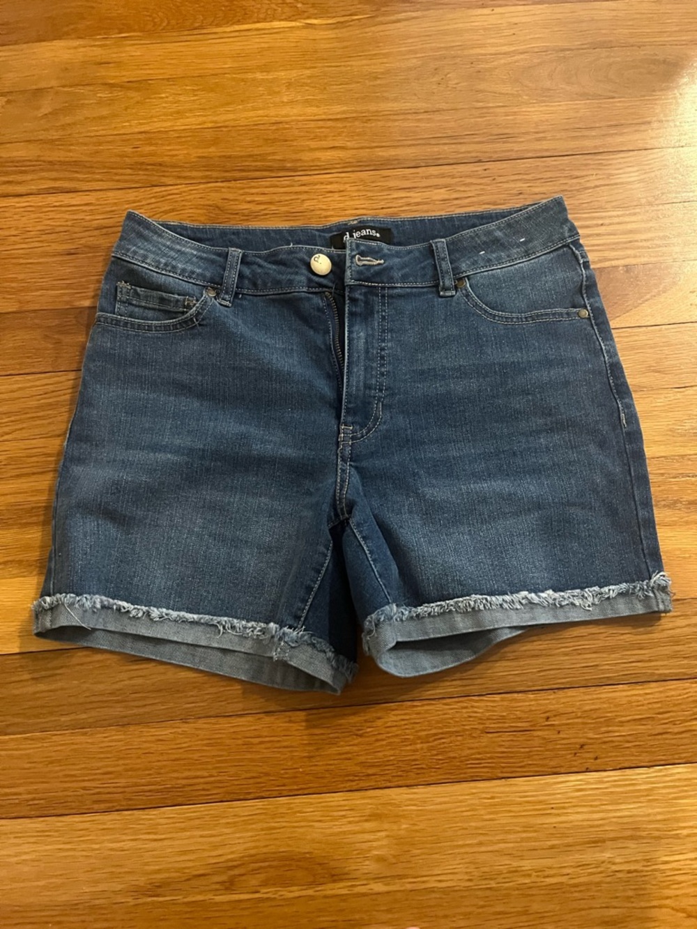 d. jeans stretchy Blue Frayed Hem Denim Shorts